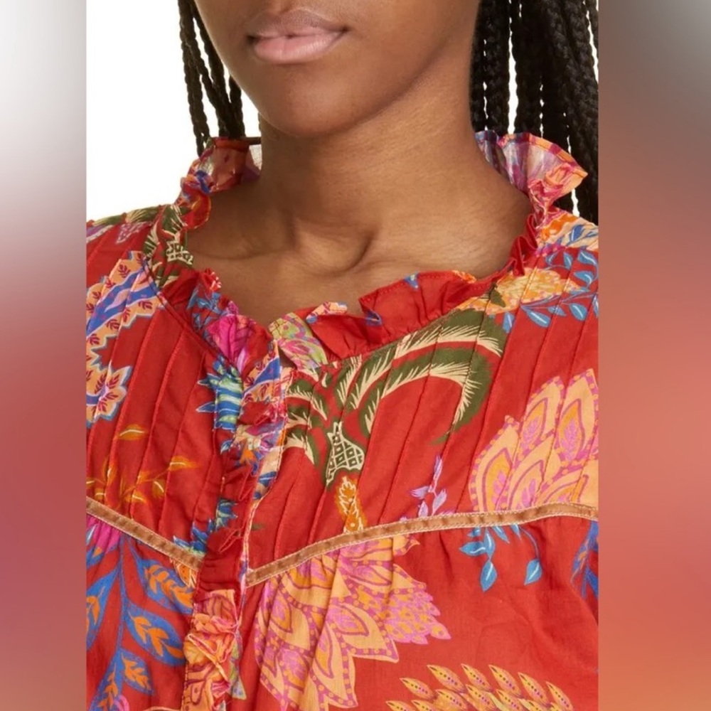 FARM Rio Paisley Long Sleeve Button Up Blouse, NEW - Picture 8 of 14
